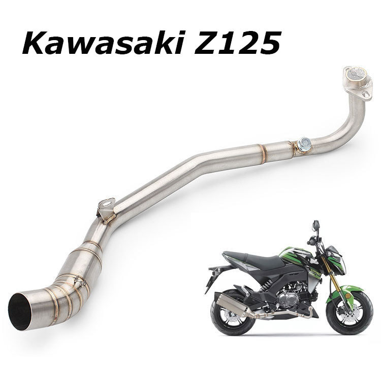 KAWASAKI ท่อข้อศอกท่อไอเสียรถจักรยานยนต์สแตนเลสสําหรับคาวาซากิ Z125 Ninjia Z125 ท่อลิงค์ด้านหน้า