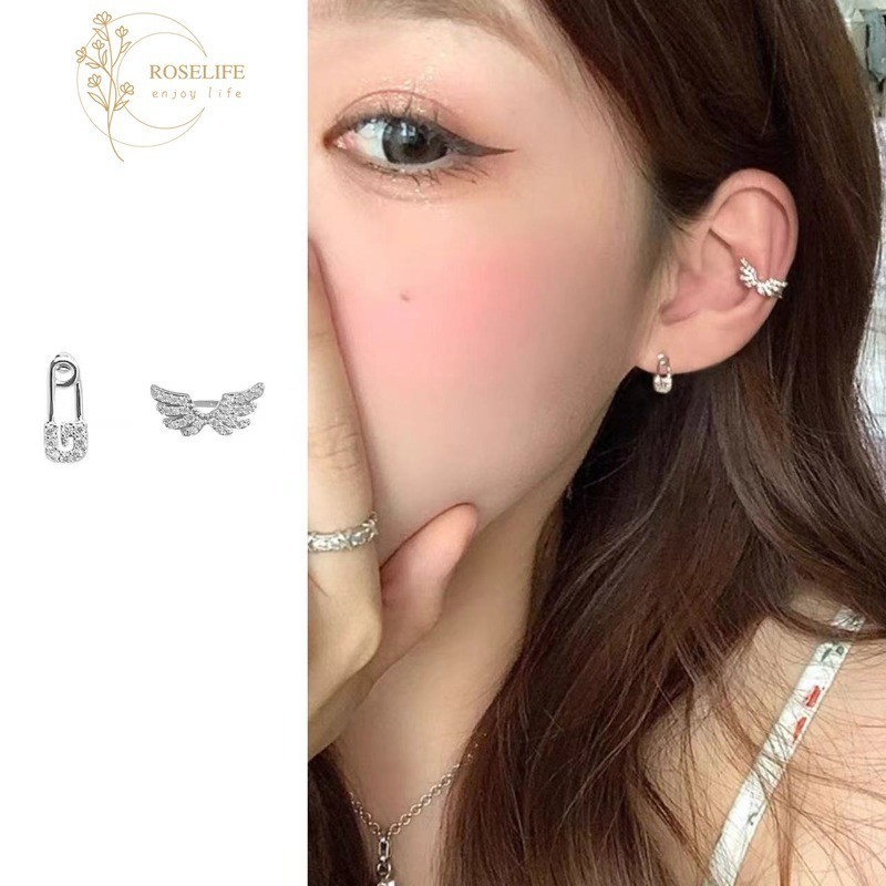 Roselife ชุดต่างหูเงิน S925 ประดับพลอยเทียม ทรงไม่สม่ําเสมอ หรูหรา เครื่องประดับ สําหรับผู้หญิง งานหมั้น งานเลี้ยงอาหารค่ํา