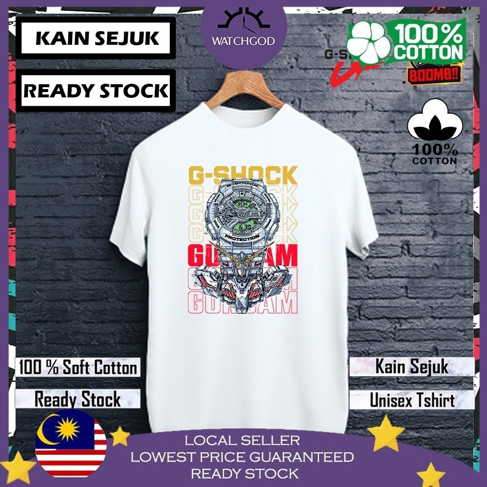 🔥90% MEGA G SHCOK 7 100% Cotton Tshirt T เสื้อ Streetwear ผู้ชายผู้หญิง Unisex Baju Lelaki Wanita Pe