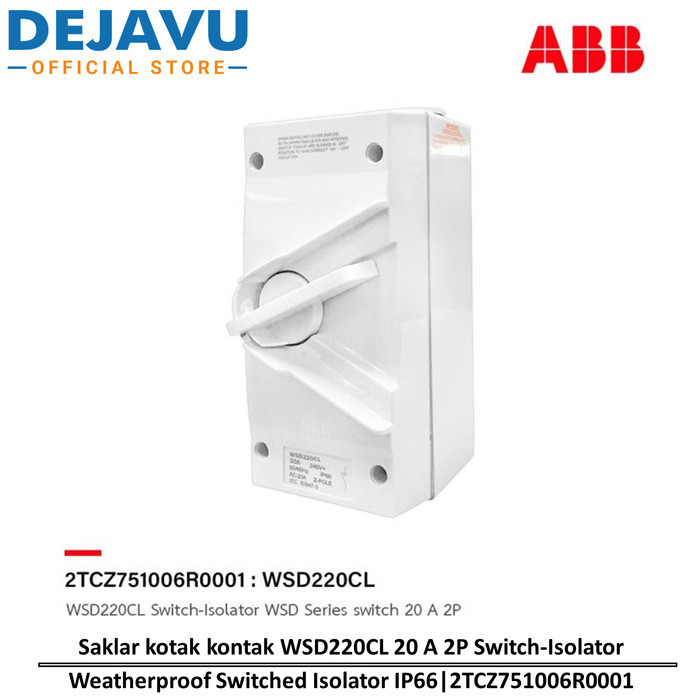 ABB WSD220CL 20 A 2P สวิตช์-เซ็นเซอร์ (2TCZ751006ร0001)