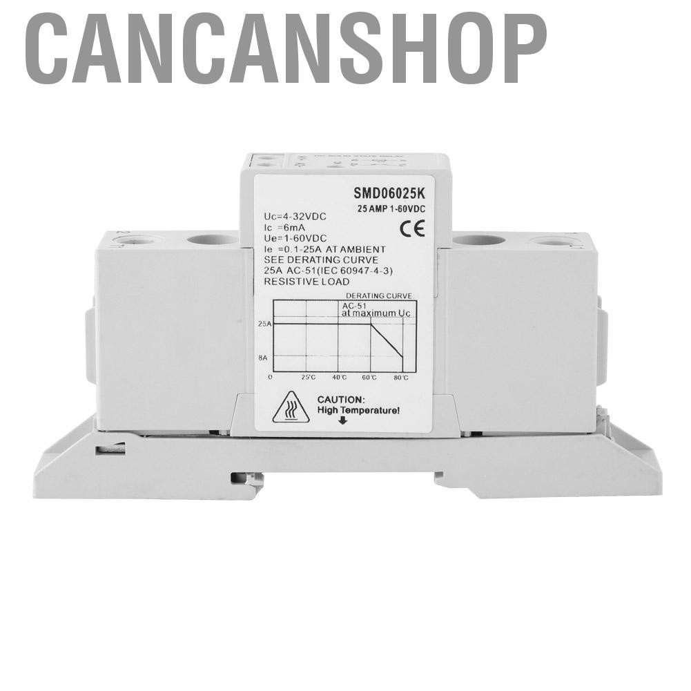 Cancanshop DSMD100015S DC Control Single Phase DIN Rail Solid State Relay Module &amp; Board 1-60VDC 25A timer relay