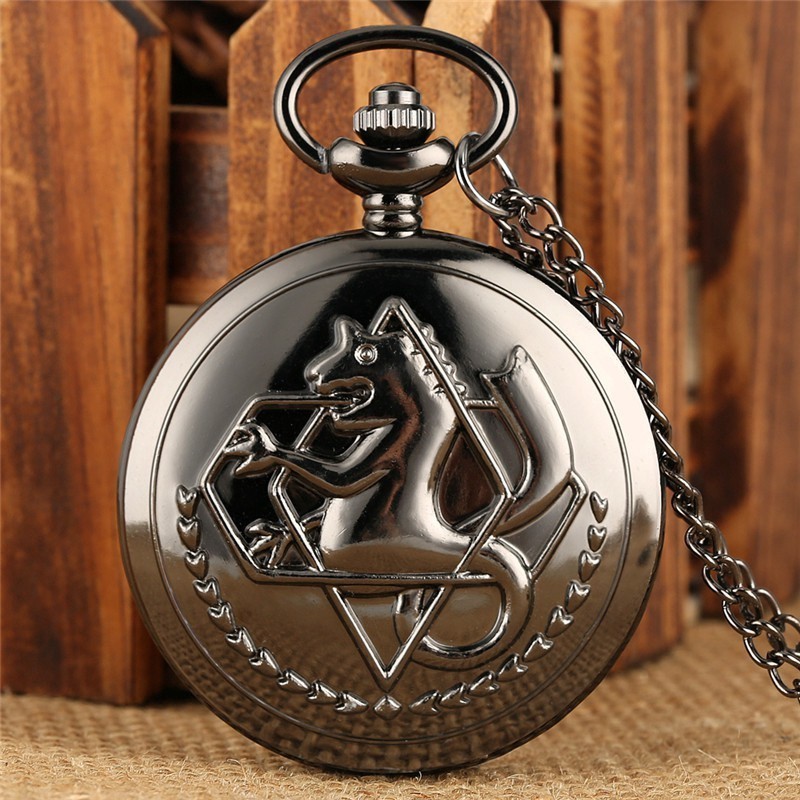 จี้นาฬิกาพ็อกเก็ตควอตซ์ รูปการ์ตูนอนิเมะ Fullmetal Alchemist Steampunk สไตล์พังก์ สําหรับผู้ชาย และผู้หญิง