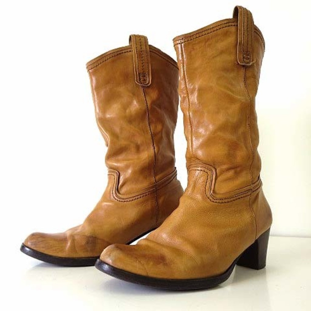 Sava Sava Cava Cava Boots Genuine Leather 24.5cm Camel Direct from Japan Secondhand