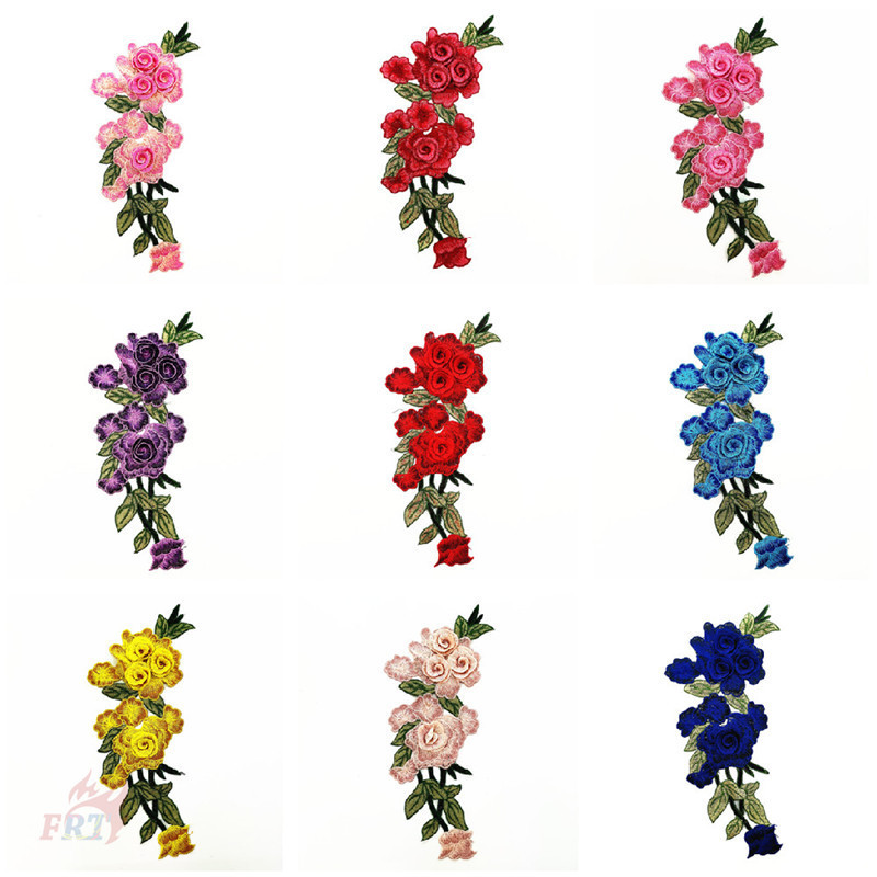 แพทช์ดอกกุหลาบหลายชั้น 1 ชิ้นสไตล์ชาติพันธุ์ DIY เย็บบนป้ายแพทช์ (L - 12.8 ซม.* 27 ซม.)