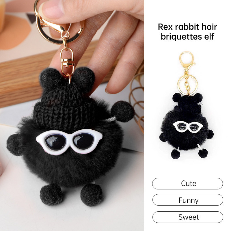 พร้อมส่ง ลูกโลกถ่านหินขนาดเล็กเอลฟ์จี้ Ins น่ารักกระเป๋าจี้หญิงมอนสเตอร์ขนาดเล็กตุ๊กตาพวงกุญแจ