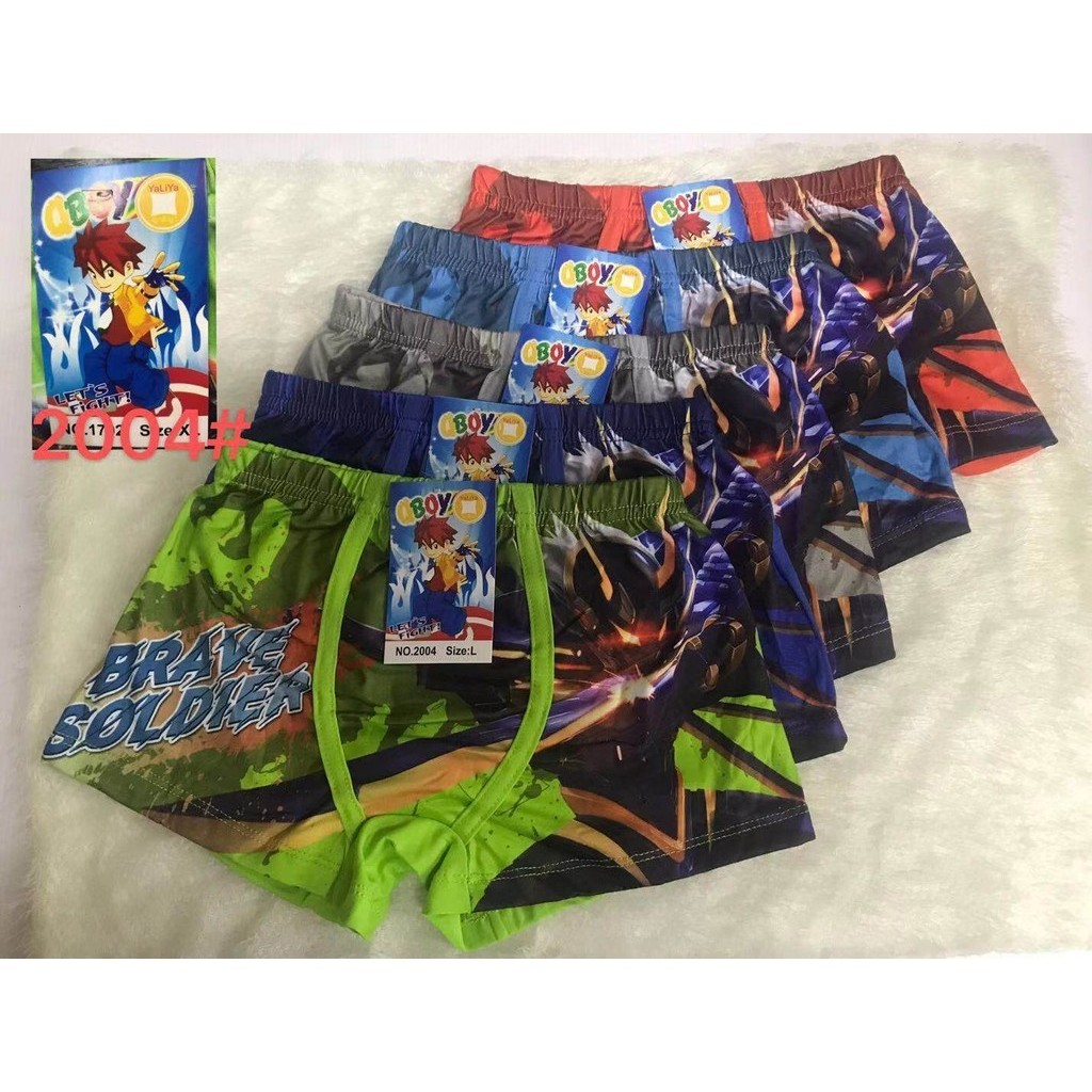 ผ้าพรีเมี่ยม กางเกงในเด็กชาย แบบผ้านิ่มๆ แพ็ค​10ตัว 1แพ็คต่อ 1 ลาย คละสี