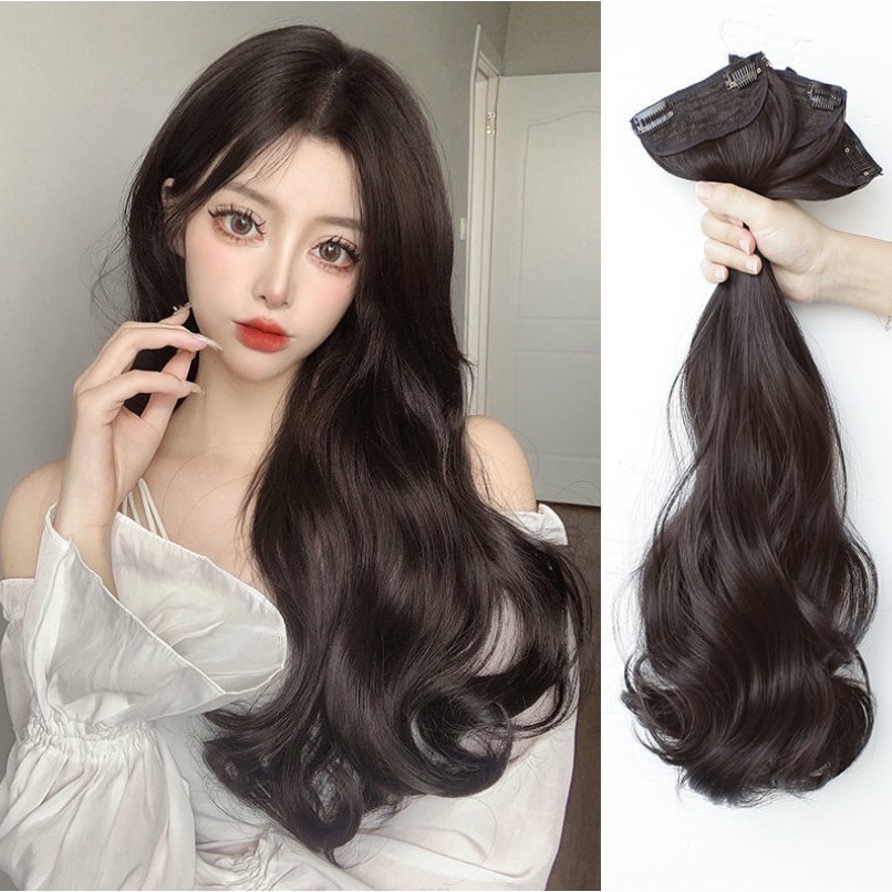 แฮร์พีชเสริมผม 1ชิ้น ความยาว40/50/60cm แผ่นเสริมผมหนา ไหมนิ่ม ใส่ง่าย แบบกิ๊บ ติดแน่น