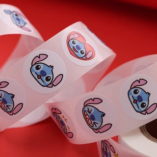 500 ชิ้น/ม้วน Lilo & Stitch Round Self-Tailing ตกแต่งคู่มือรายวัน