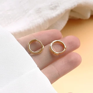 ต่างหูเงิน 925 แบบคลิปหนีบ ทรงกลม สีทอง เรียบง่าย เครื่องประดับแฟชั่นเกาหลี ของขวัญ
