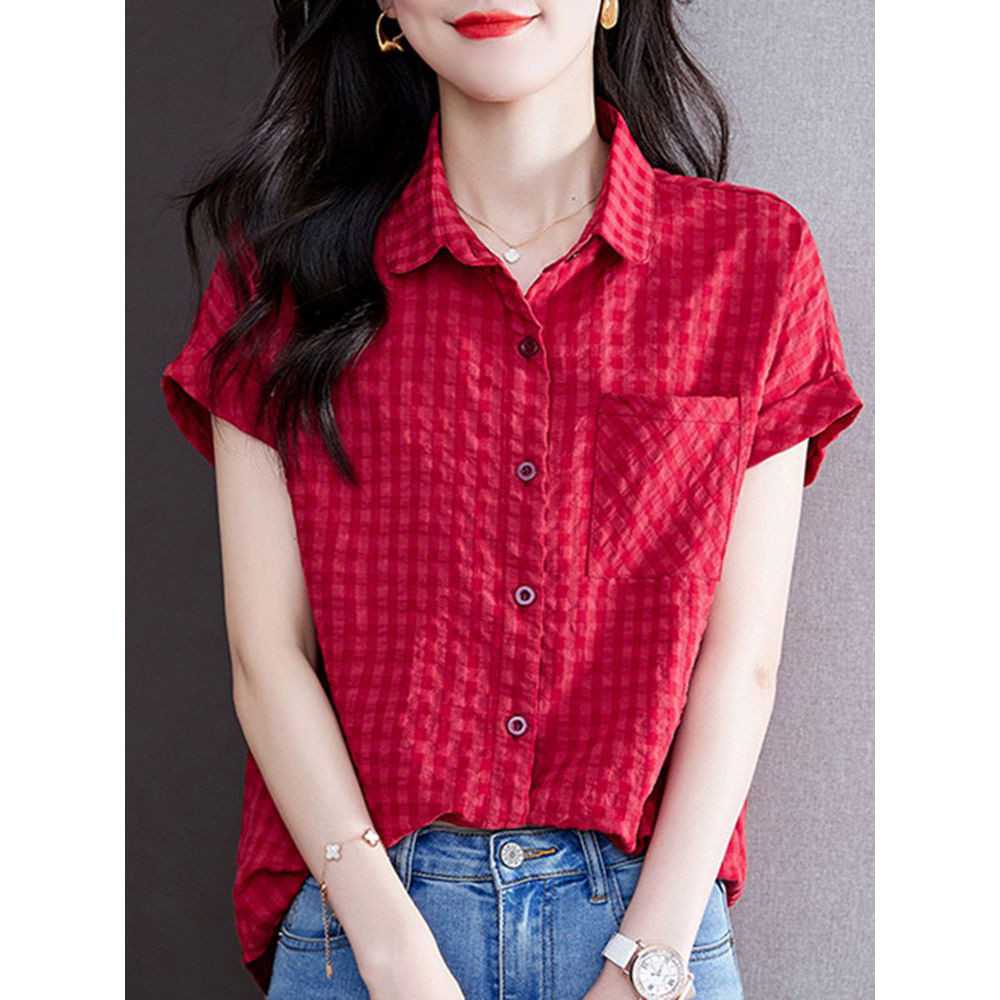 เสื้อเชิ้ตแขนสั้น ขนาดใหญ่ หรูหรา แฟชั่นฤดูร้อน สําหรับผู้หญิง 2024