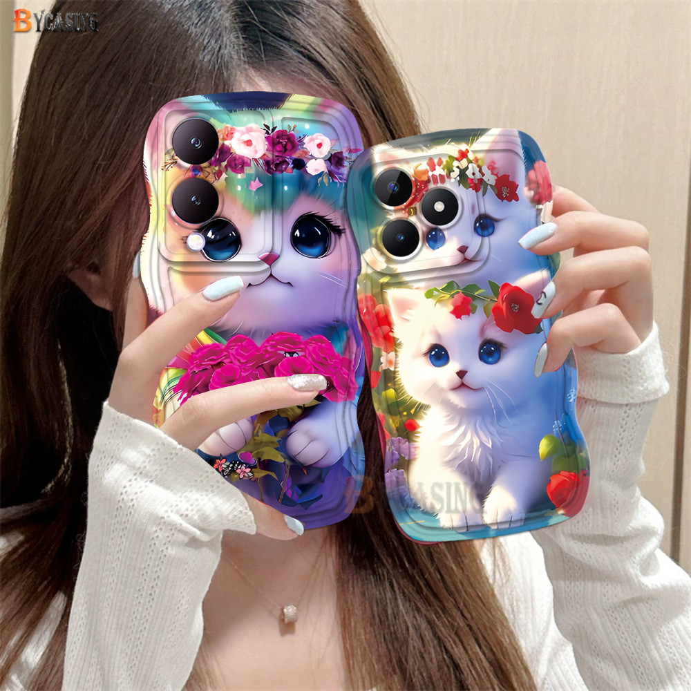 เคสโทรศัพท์มือถือแบบนิ่ม ลายภาพวาดสีน้ํามัน รูปแมว คิตตี้น่ารัก สําหรับ Realme Note 50 C53 C51 C67 C55 C21Y C35 C12 C33 C30 C11 C25 C25Y C2 Realme11 10 5i 8i 5 6i 7i C15 C17