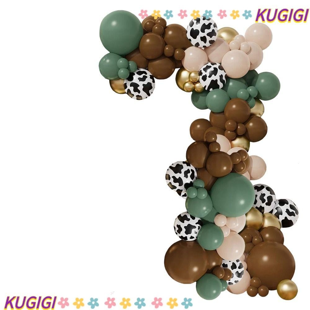 Kugigi ซุ้มลูกโป่ง ลายวัว สีเขียวกาแฟ 18 10 5 นิ้ว สําหรับเด็กผู้ชาย วันเกิด