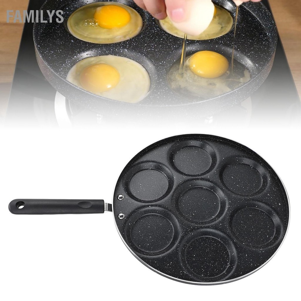 FamilyS กระทะไข่ไม่ติดเหล็กกลั่นรอบหม้อหุงทอดพร้อมที่จับเครื่องใช้ในครัวเรือน