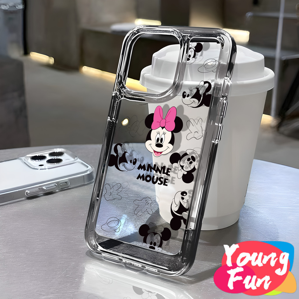 สําหรับ Vivo มินนี่ ถุงลมนิรภัย Y21 Y20 Y17 Y15A Y16 Y1s Vivo Y22 Y51 2020 95 Y19 Y50 V23e Y02 V25 Y35 V20 V25 Proเคสโทรศัพท์มือถือแบบนิ่ม TPU ใส Minnie Mickey