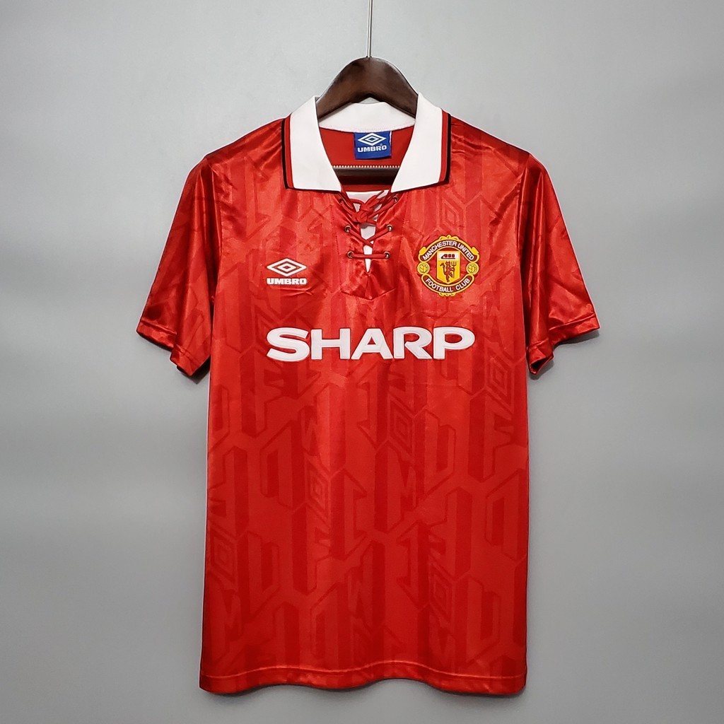 92-94 Manchester United Home Retro Soccer Jersey ฟุตบอล MU Vintage Jersey S-XXL เสื้อกีฬาแขนสั้นผู้ชาย CANTONA #7