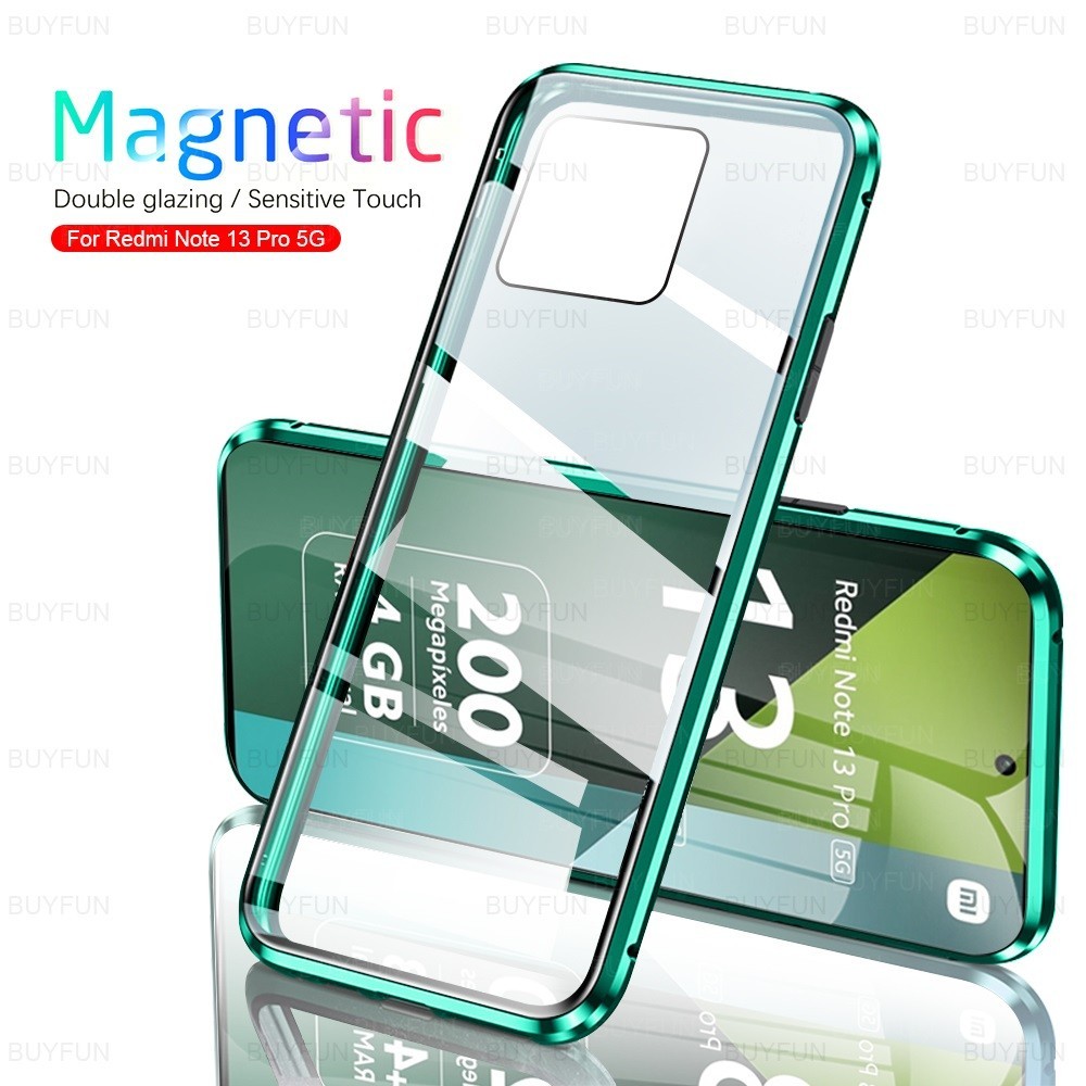 เคสโทรศัพท์มือถือแบบแข็ง กระจกแม่เหล็ก สองด้าน กันกระแทก สําหรับ Xiaomi Redmi Note 13 4G 5G 2024