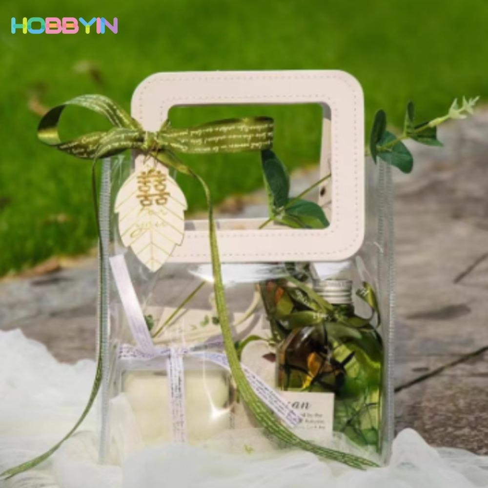 HOBBYIN กระเป๋าโท้ต PVC, กระเป๋าช้อปปิ้งความจุขนาดใหญ่กันน้ําแบบใส, กระเป๋าเก็บของทรงกลมทรงสี่เหลี่ยม
