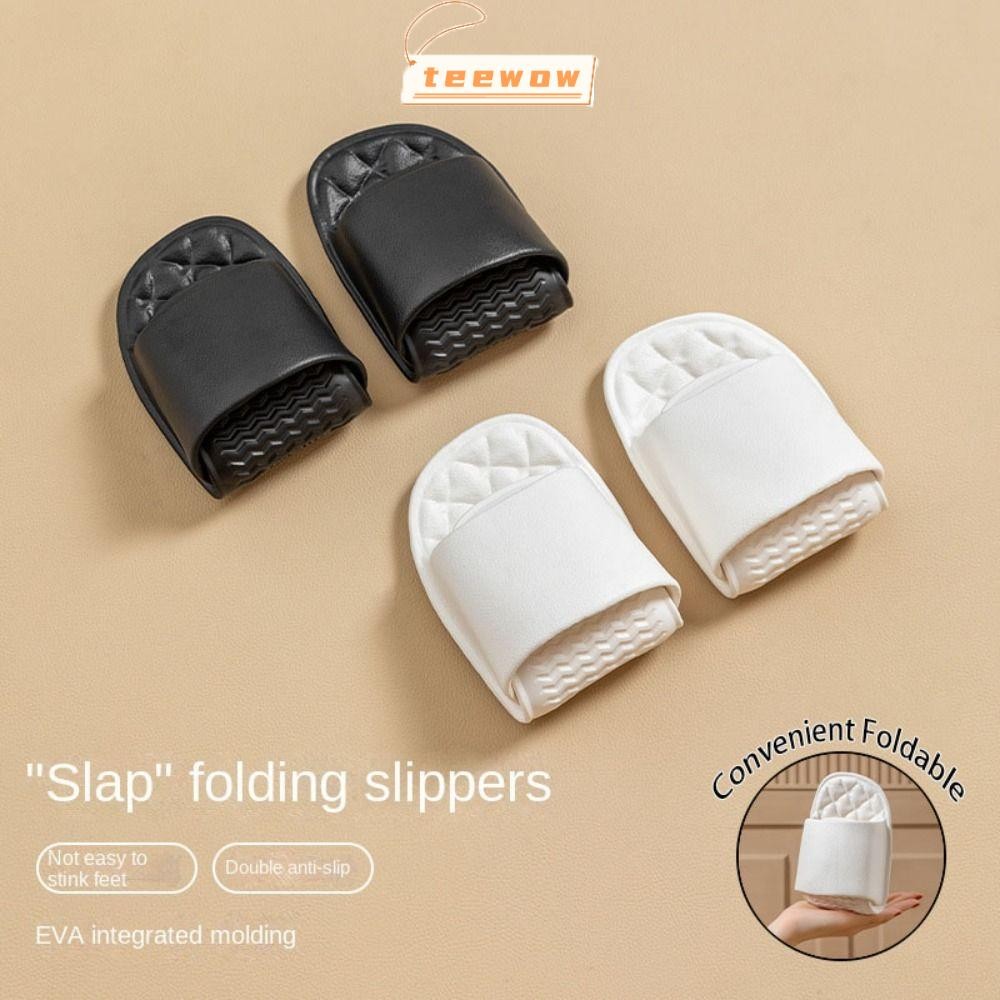 รองเท้าแตะ TEEWOW, รองเท้าแตะสําหรับเดินทาง Eva แบบพับได้, สไลด์ห้องโรงแรมน้ําหนักเบาเรียบง่ายผู้ชายผู้หญิง