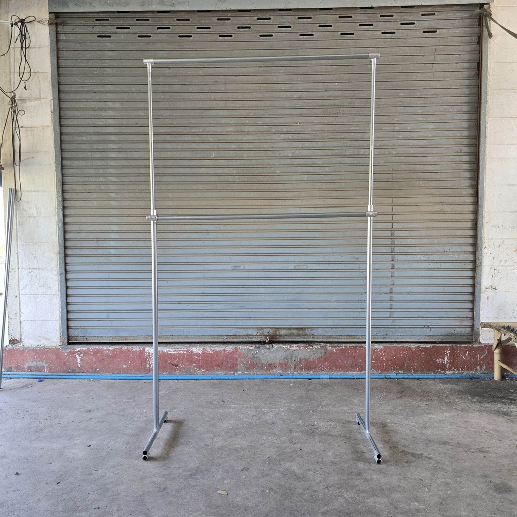 ราวแขวนผ้า แบบ2ชั้นข นาด 150 cmและ 120 cm สีขาว/สีชุบซิงค์ สามารถถอดประกอบได้ ปรับความสูงได้ เล็กหนา แข็งแรง - รูปที่ 4