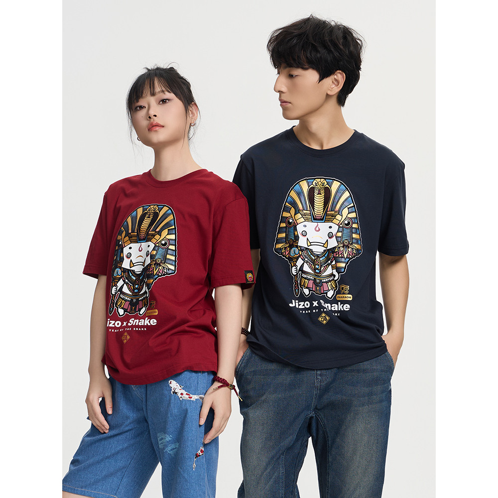 ONIARAI/Ghost Wash 25 ฤดูใบไม้ผลิฤดูร้อน Jizo Little King ตุ๊กตา ฟาโรห์ Jizo สั้น TEE ผู้ชายผู้หญิง