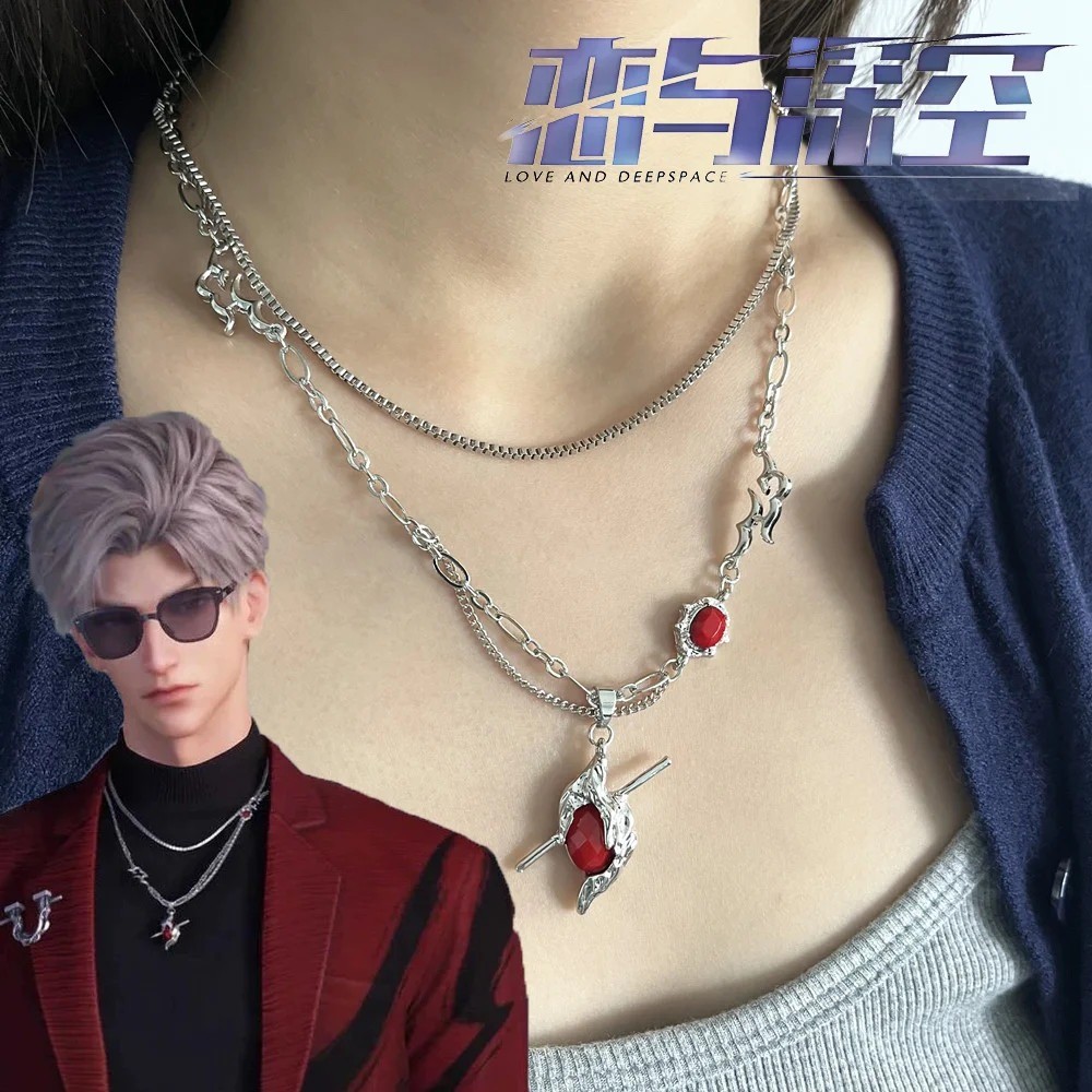 เกมLove And Deepspace Sylusสร้อยคอคอสเพลย์ Unisex หัวใจจี้เครื่องประดับสร้อยคออุปกรณ์เสริม