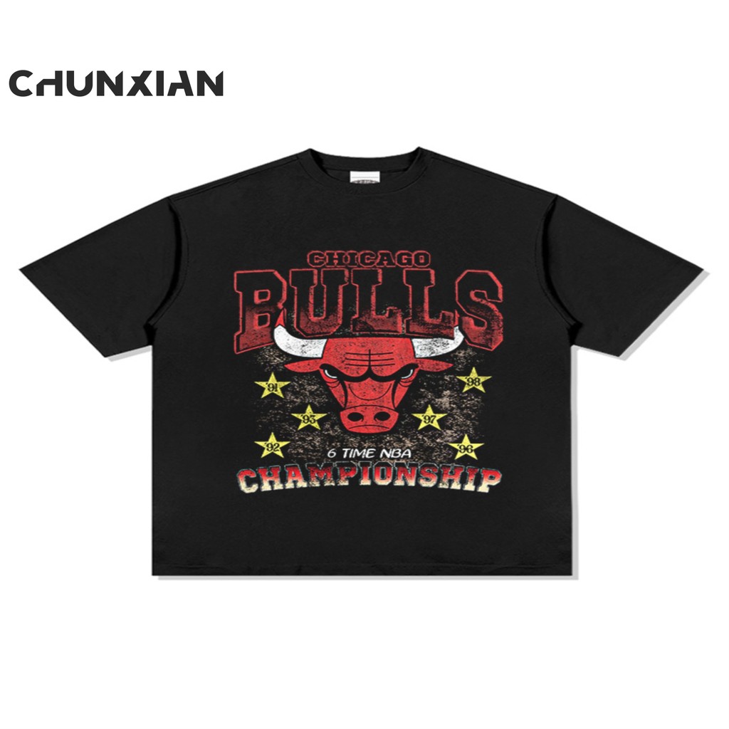 Nba 6 Time Champions Chicago Bulls เสื้อยืด/Kaos Basketball Ball Vintage Wash Chicago Bulls Unisex