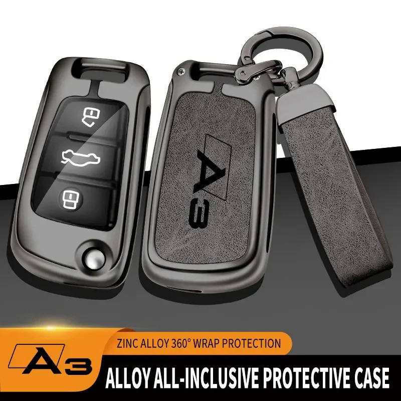 Suitable for Audi A3 zinc alloy car key cover series Q3 Q7 A3 logo car key cover accessories