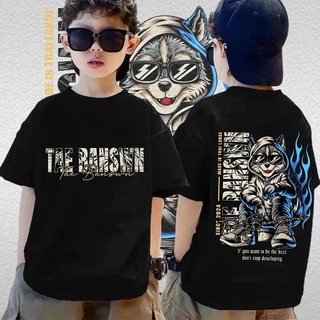 พร้อมส่ง เสื้อยืดเด็กพิมพ์ลายกราฟิก ผ้าคอตตอน 100 สวมใส่สบายไม่หดหรือยับ เสื้อยืดเด็ก