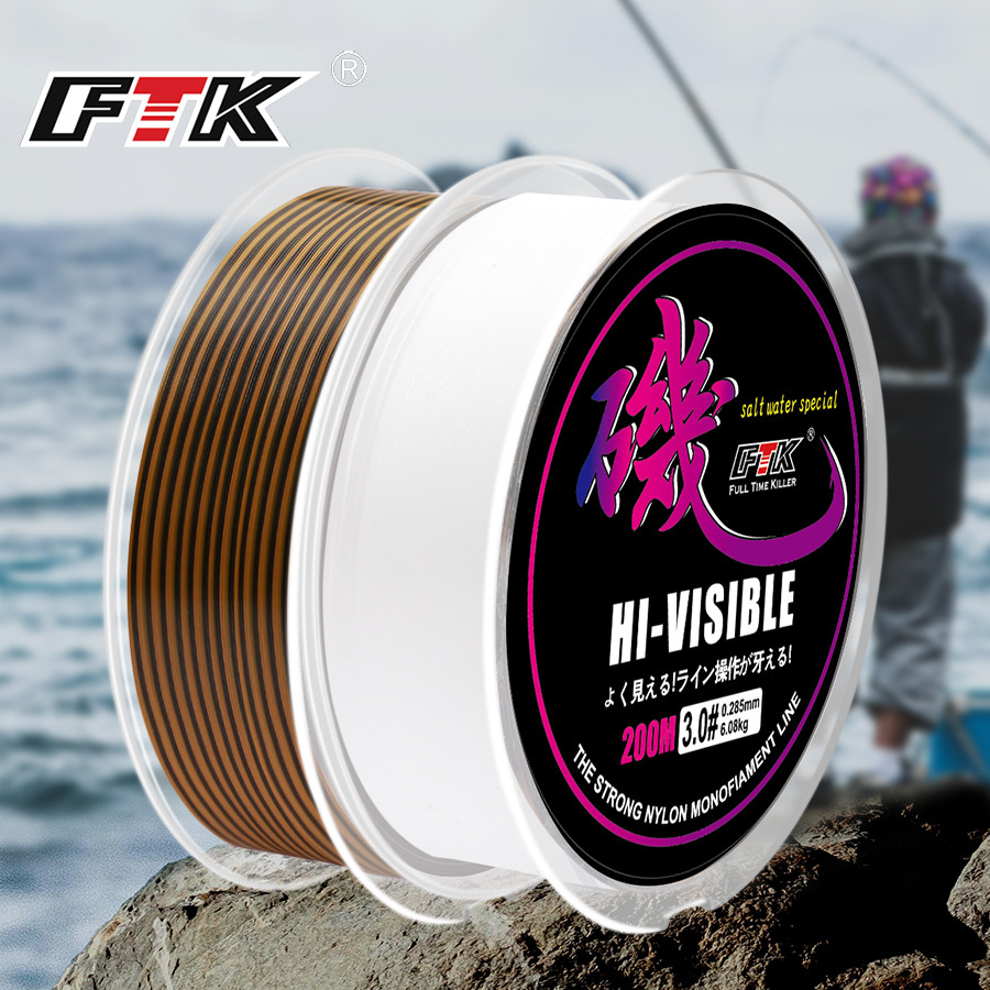 Ftk 200M Rock สายตกปลาไนลอนทนต่อการสึกหรอ Seawater Lure น้ําจืด Fishline Long-range Tackle