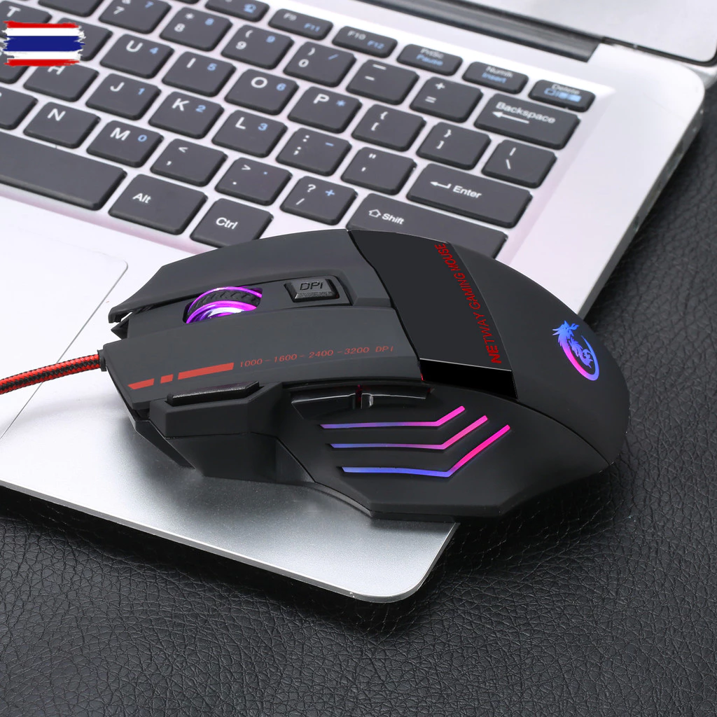 เมาส์เกมมิ่ง HXSJ A907 มีสาย ไฟ RGB ปรับ DPI ได้