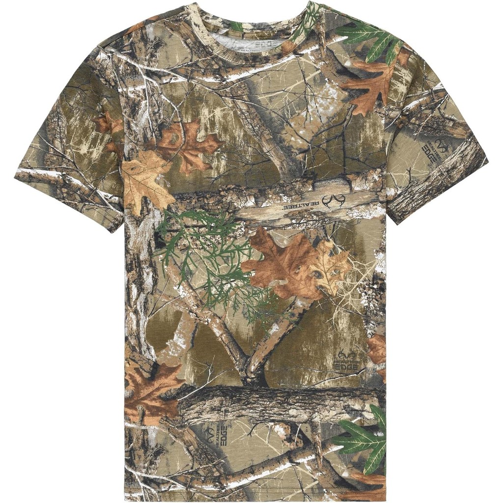 Authentic Real Tree and Moss Oak Camouflage Crew Neck เสื้อยืดแขนสั้นผู้ใหญ่ Unisex