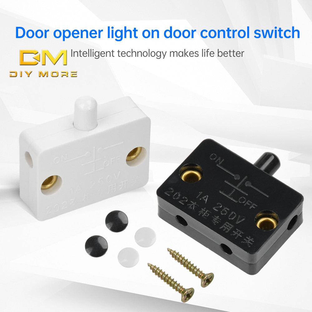 Diymore สวิตช์รีเซ็ตอัตโนมัติ 1A 250V สวิตช์ไฟประตูตู้เสื้อผ้า ควบคุมตู้ สวิตช์ไฟ Push-Touch สําหรับ Nightstand/ตู้ไวน์/Cooler