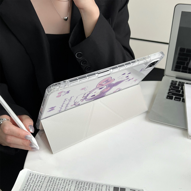 Y-shape เคส iPad พร้อมช่องเสียบปากกาอะคริลิคน่ารัก Kuromi เหมาะสําหรับ iPad Air4 Air5 10th 10.9 iPad Gen9/8/7 10.2 Air6 Pro11 2020/2021/2022/2024 แท็บเล็ตโปร่งใสป้องกันกรณี - รูปที่ 5