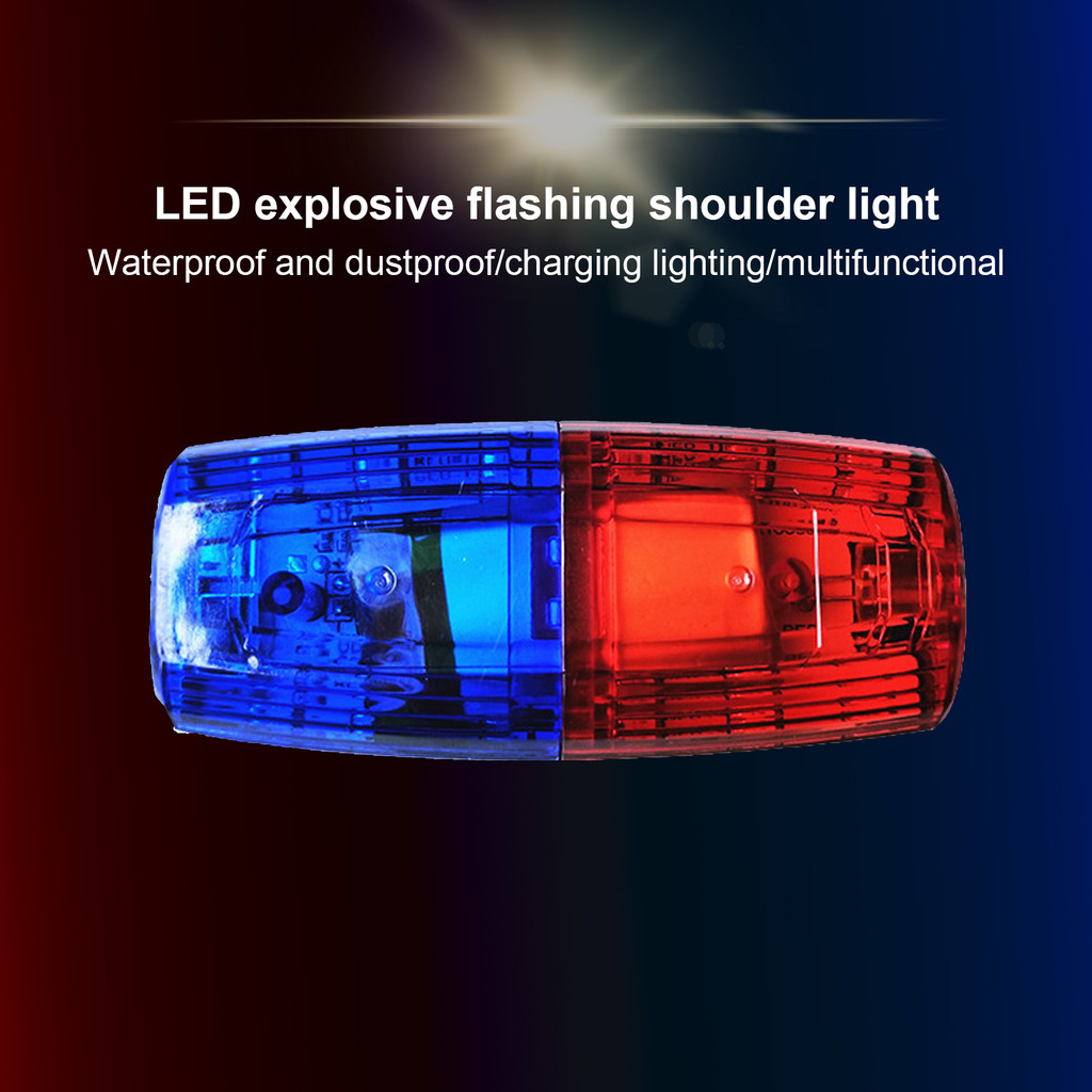 ถูกที่สุด LED Red Blue Multifunction Clip Flashing Warning Safety Shoulder Police Lights USB Charging Emergency Lamp