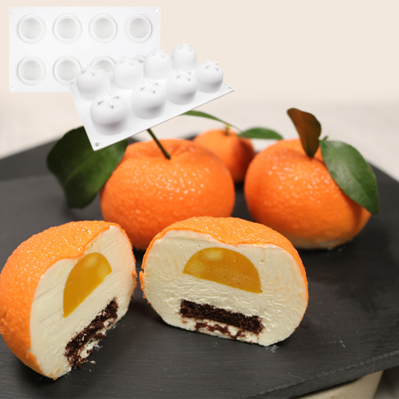 3D สามมิติสีส้มมูสเค้กซิลิโคนแม่พิมพ์ Anti-Real สีส้ม Citrus ไอศกรีมขนมหวาน Luchu เครื่องมืออบ