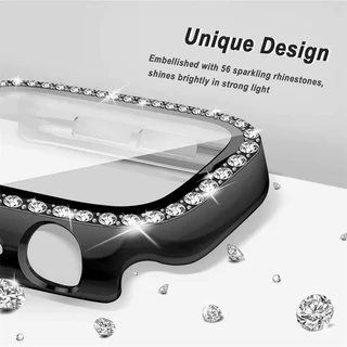 กรณีนาฬิกาเพชรกระจกนิรภัย for Apple Watch SE 3 2 Series 11 10 9 8 7 6 Iwatch 46 45 44 มม 42 41 40 38 มม