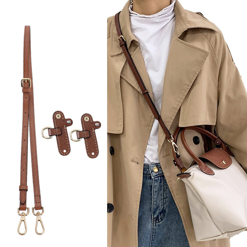 สายสะพายไหล่ หนังวัวแท้ แต่งหูหิ้วสั้น สามารถปรับได้ สําหรับ Longchamp