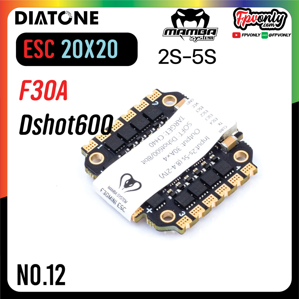 [ESC 20x20] 12. Diatone MAMBA F30MINI 2-5S 4 IN 1 Blheli_S ESC Dshot600 ElectronicL Speed Controller