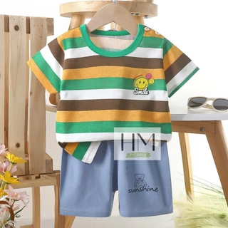 เสื้อผ้าเด็ก ชุดเซทเสื้อแขนสั้น+กางเกงขาสั้น ชุดเด็กลายการ์ตูน ผ้าcotton Size80-110