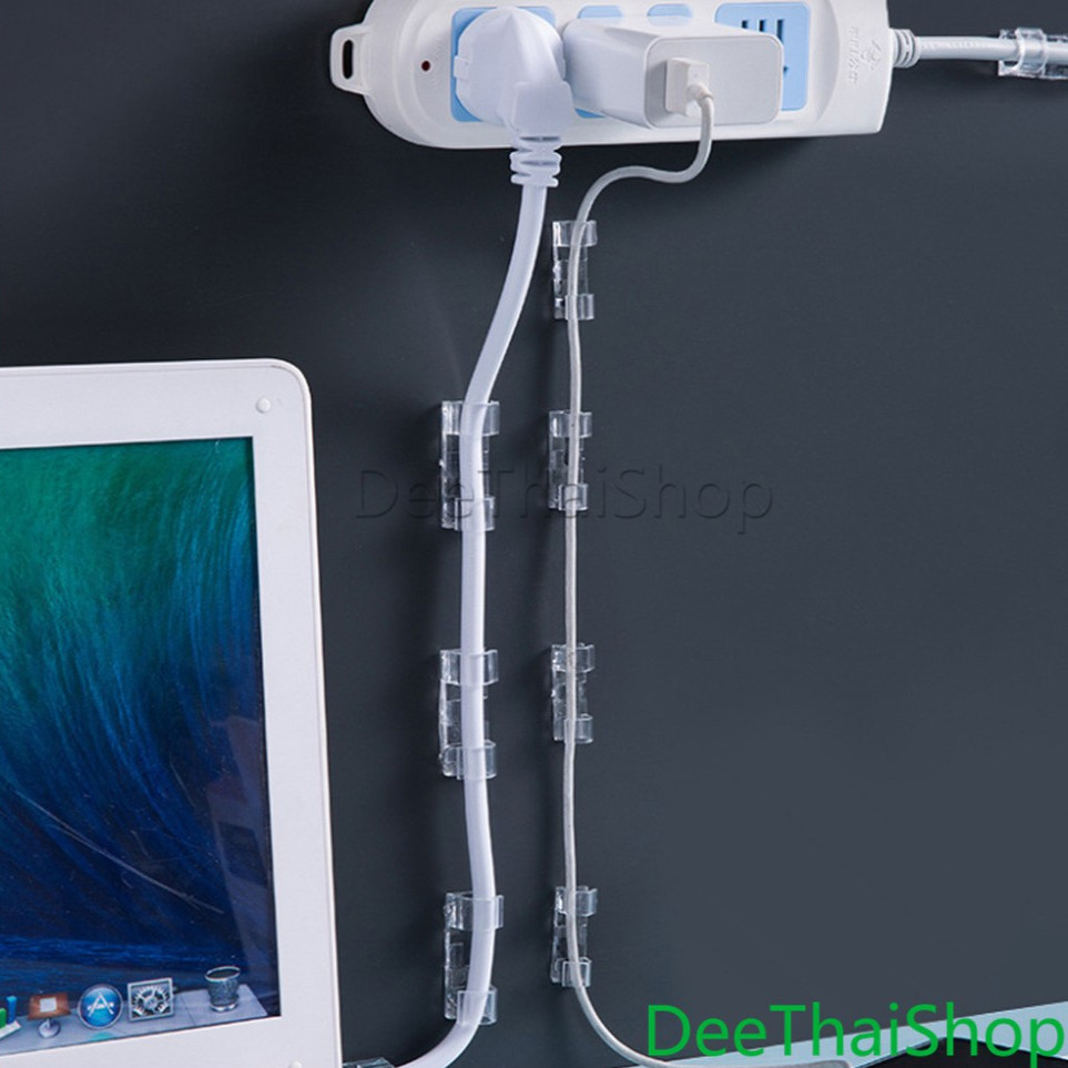 DeeThai ที่เก็บสายไฟ จัดระเบียบ เคเบิลข้อมูล คลิปล๊อคสายไฟ 16/20ชิ้น Transparent clip