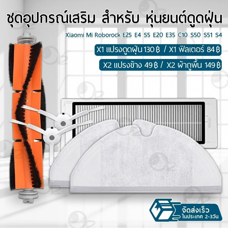 ชุดอะไหล่หุ่นยนต์ดูดฝุ่น Roborock E25/E4/S5/S6/E20/E35/C10/S50/S51/S4 thumbnail 3