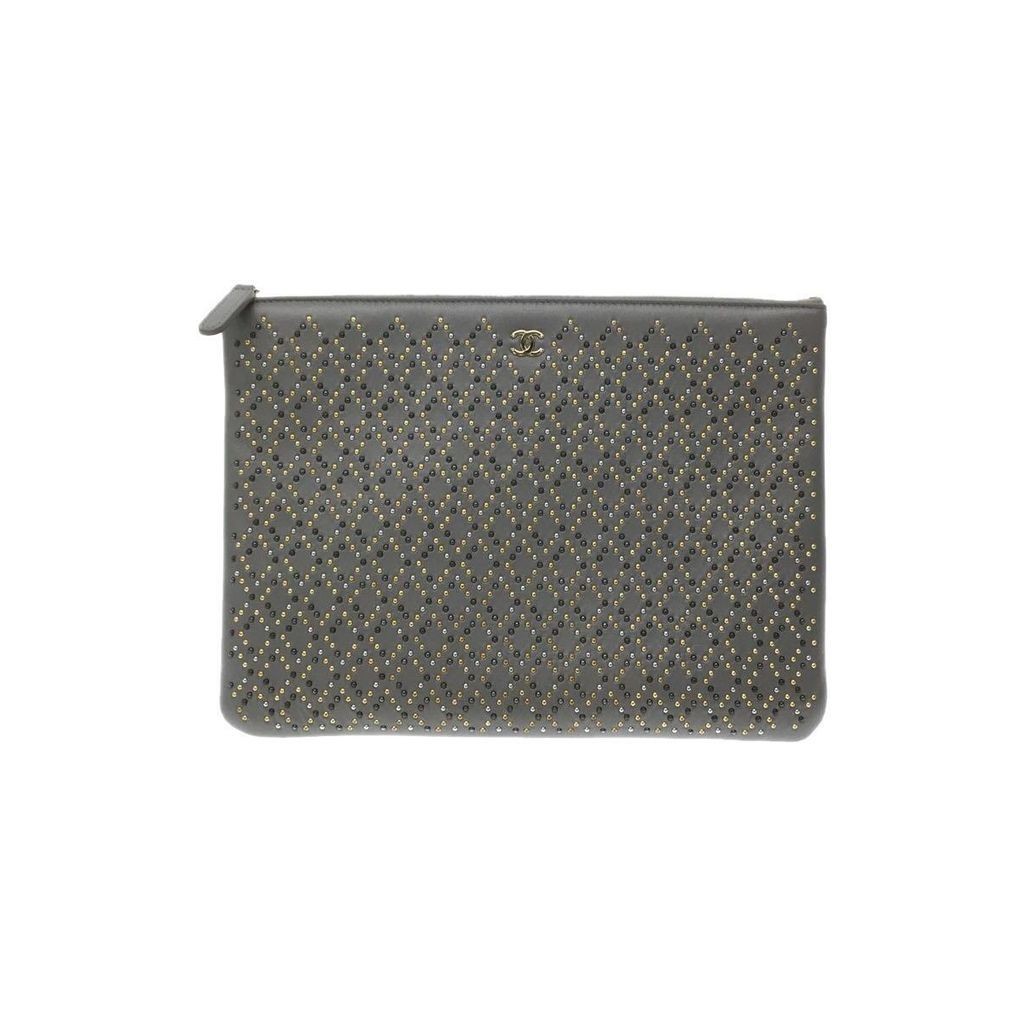 CHANEL Clutch Bag Coco Mark Gray Direct from Japan Secondhand