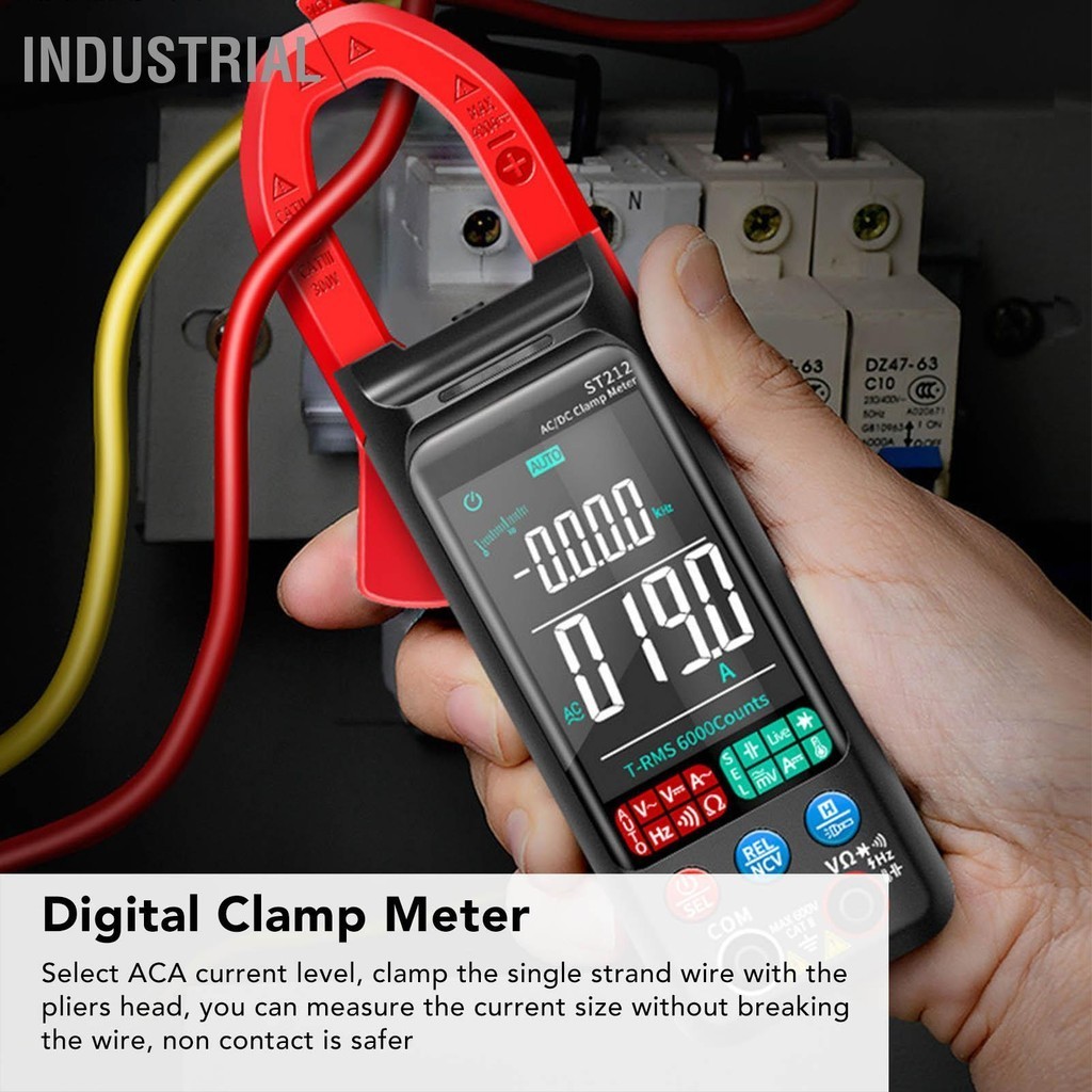 Industrial Digital Clamp Meter มัลติมิเตอร์หน้าจอขนาดใหญ่อัตโนมัติเต็มรูปแบบป้องกันไฟ DC AC Current Ohm Volt Amp