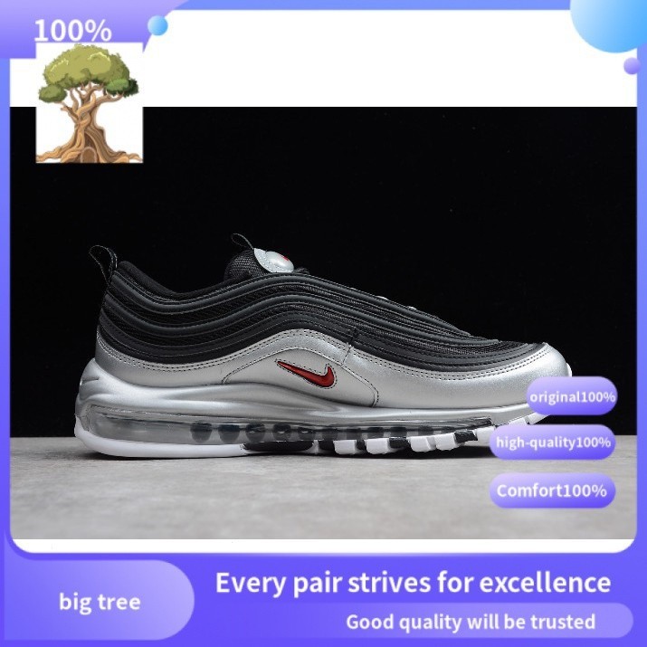 รองเท้าผ้าใบ รองเท้าวิ่ง NK Air Max 97 QS กันลื่น สีแดง สีเงิน สีขาว AT5458-001