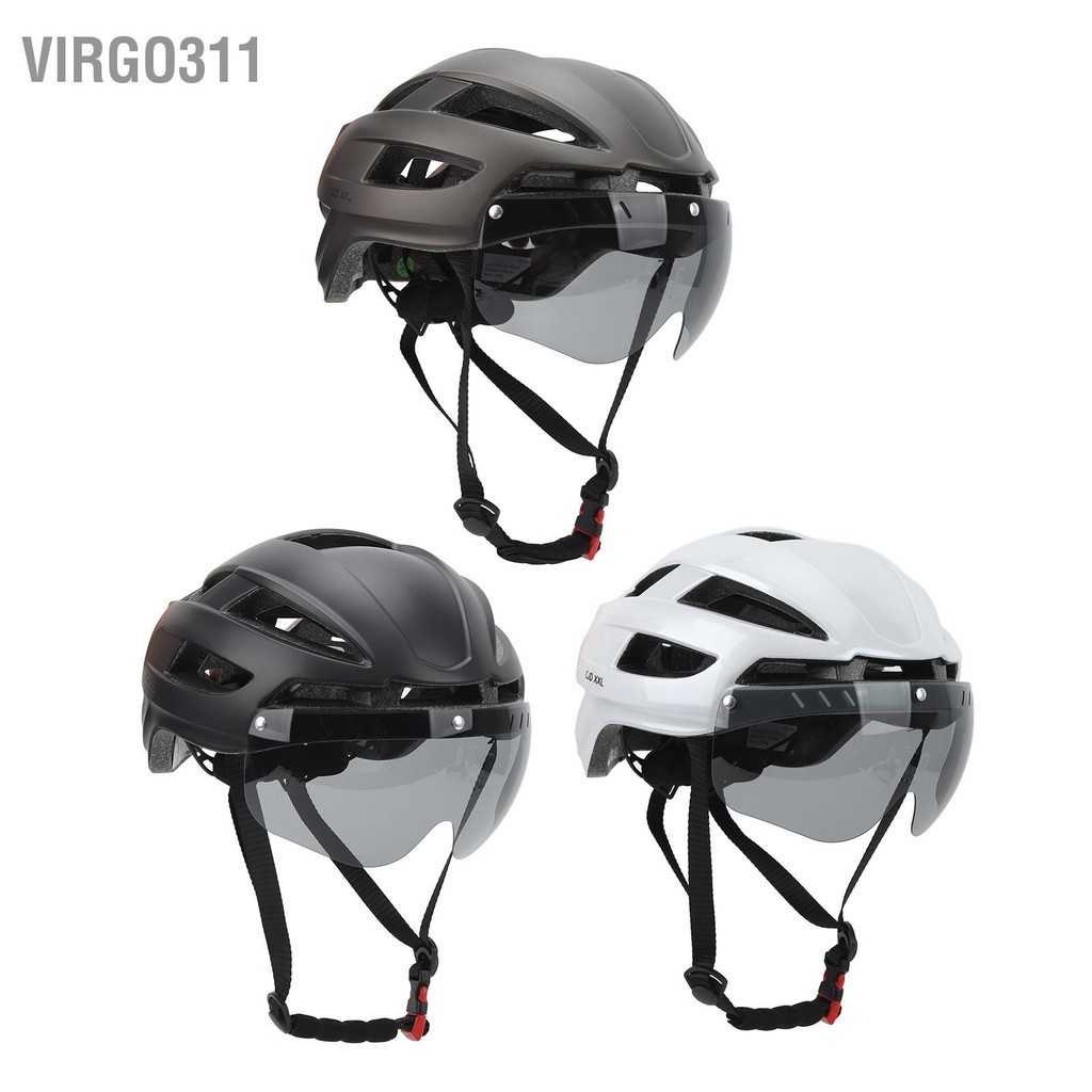 Virgo311 CJD XXL หมวกกันน็อคจักรยานสำหรับผู้ใหญ่หมวกกันน็อคจักรยานพร้อม USB ไฟท้ายแบบชาร์จไฟได้แว่นตาแม่เหล็กที่ถอดออกได้สำหรับผู้ชายผู้หญิงขี่จักรยาน