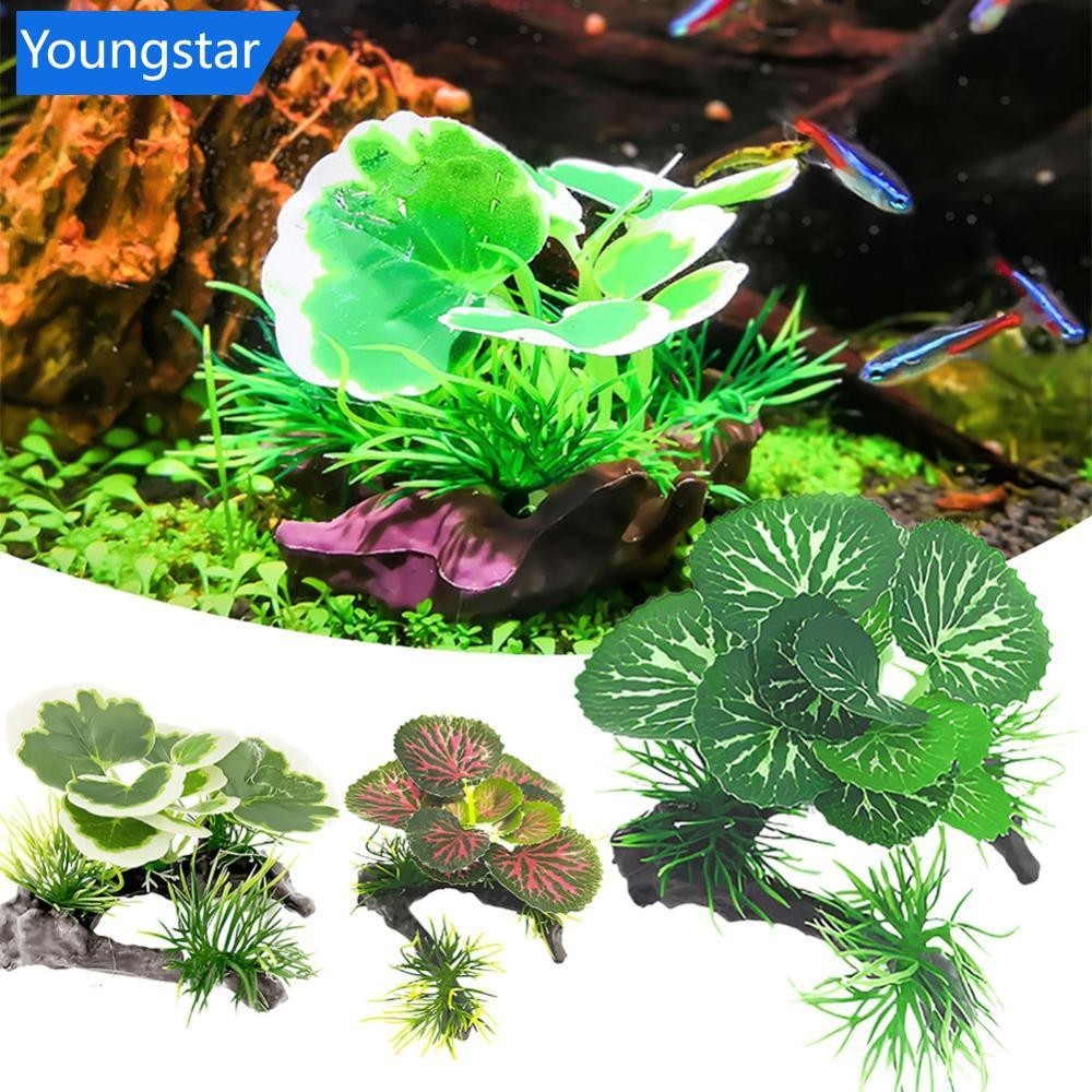 [ForeverYoung] พืชพลาสติกประดิษฐ์ สีเขียว สําหรับตกแต่งตู้ปลา B1U1