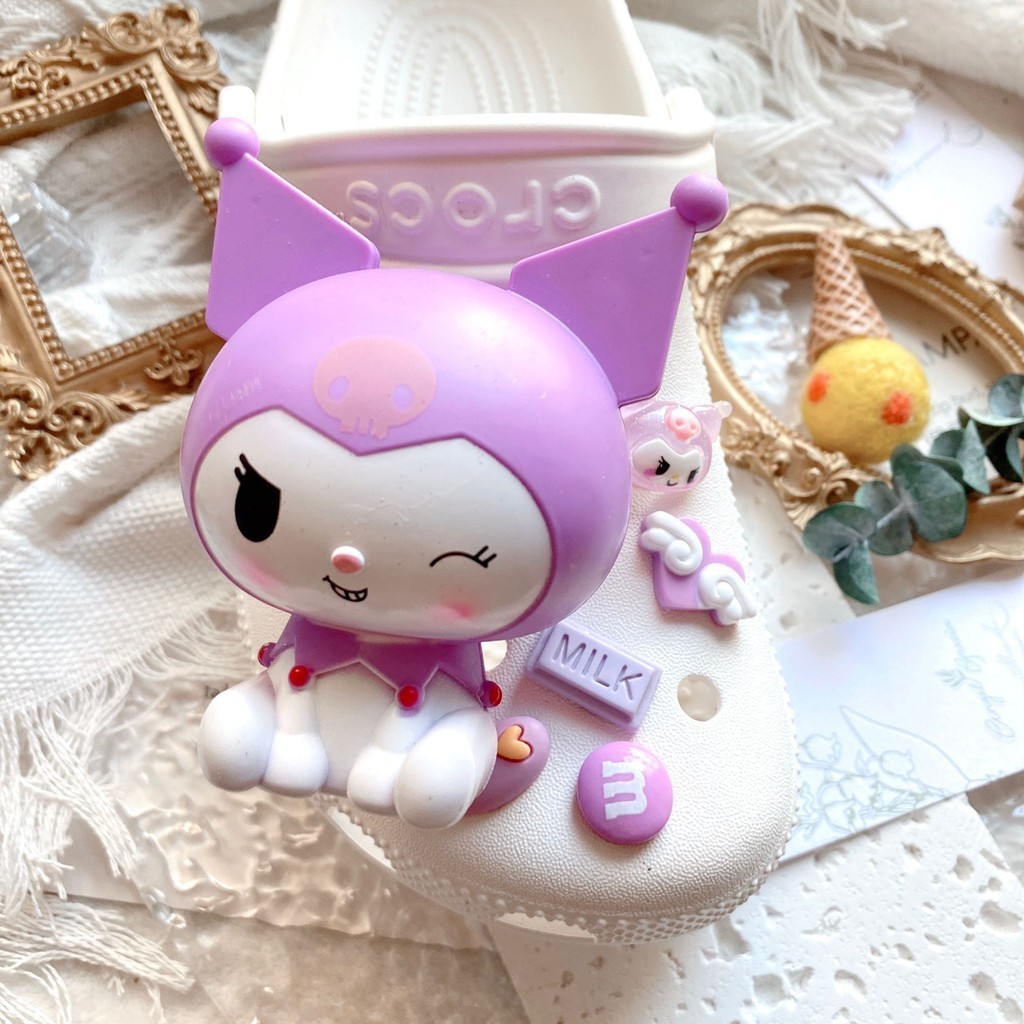 3d Kuromi croc Jibits HelloKitty Jibits Charm อะนิเมะ Sanrio Jibitz Crocks สําหรับเด็กรองเท้าอุปกรณ์เสริมรองเท้า Charms Pin ตกแต่ง