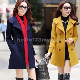 เสื้อแจ็กเก็ตยาว ผ้าขนสัตว์ แบบเข้ารูป แฟชั่นสไตล์เกาหลี สํา…