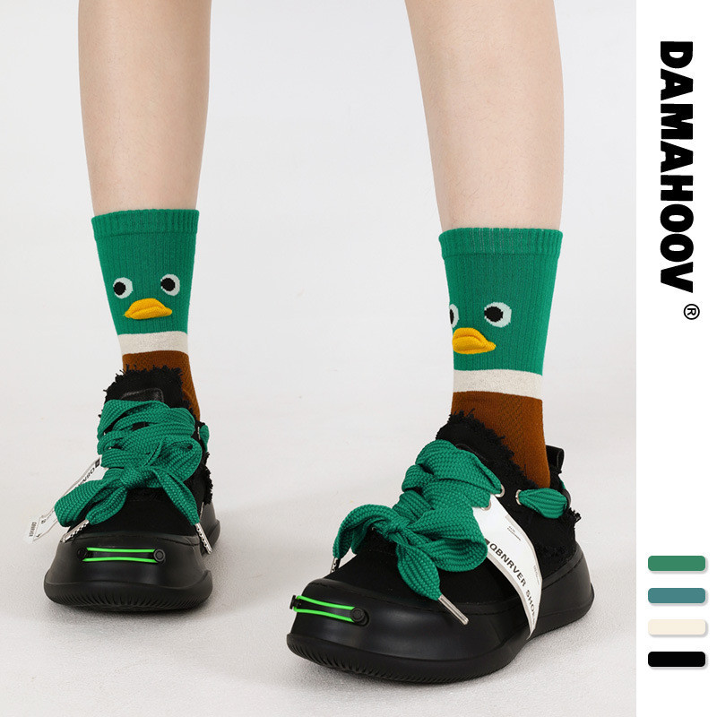 ถุงเท้าข้อกลาง ลายตุ๊กตาเป็ดหน้ายิ้ม สไตล์เกาหลี เหมาะกับฤดูใบไม้ผลิ สําหรับผู้หญิง - รูปที่ 2