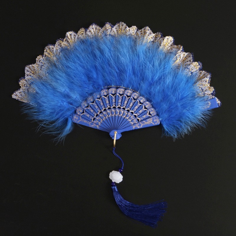 พัดขนนกประดิษฐ์ แบบพับได้ สไตล์จีน คลาสสิก อุปกรณ์ประกอบฉากถ่ายภาพ พัดของขวัญ - รูปที่ 7